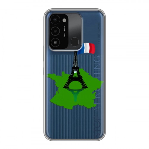 Полупрозрачный дизайнерский пластиковый чехол для Tecno Spark Go 2022 Флаг Франции