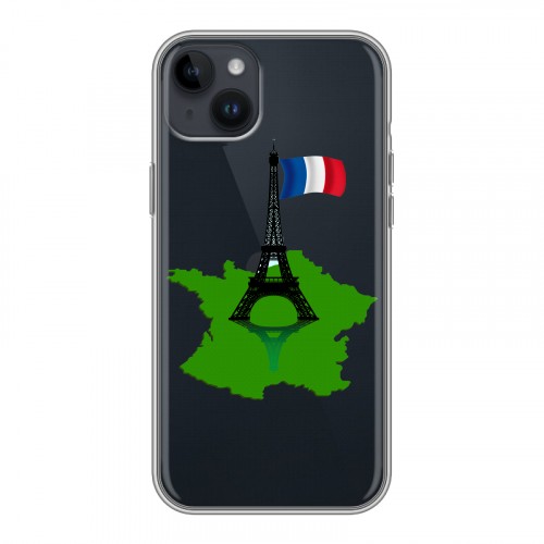 Полупрозрачный дизайнерский пластиковый чехол для Iphone 14 Plus Флаг Франции