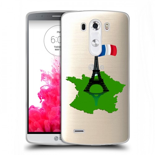 Полупрозрачный дизайнерский пластиковый чехол для LG G3 (Dual-LTE) Флаг Франции