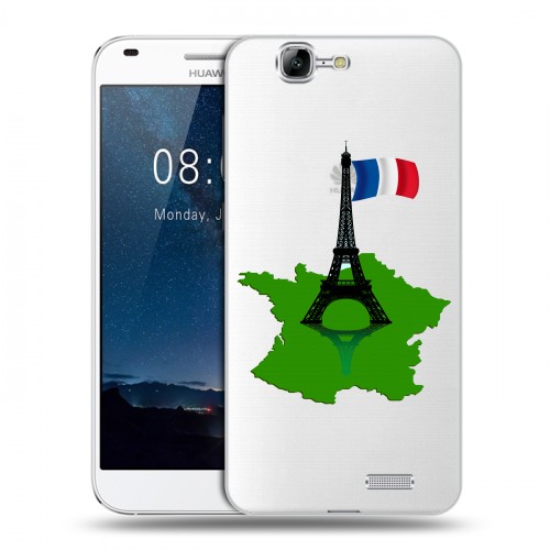 Полупрозрачный дизайнерский пластиковый чехол для Huawei Ascend G7 Флаг Франции