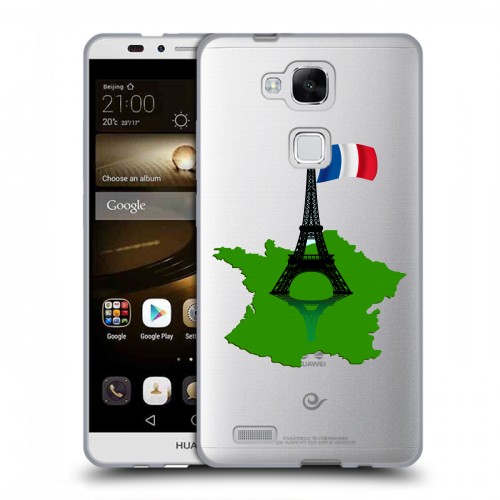 Полупрозрачный дизайнерский пластиковый чехол для Huawei Ascend Mate 7 Флаг Франции