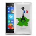 Полупрозрачный дизайнерский пластиковый чехол для Microsoft Lumia 435 Флаг Франции