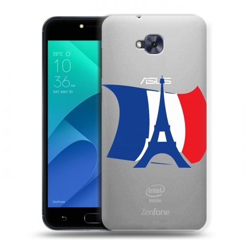 Полупрозрачный дизайнерский пластиковый чехол для ASUS ZenFone 4 Selfie Флаг Франции