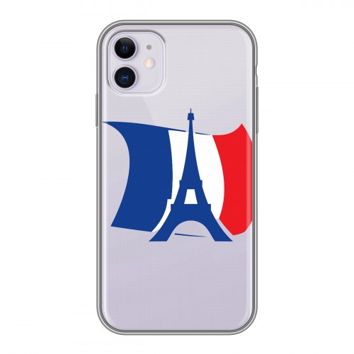Полупрозрачный дизайнерский пластиковый чехол для Iphone 11 Флаг Франции