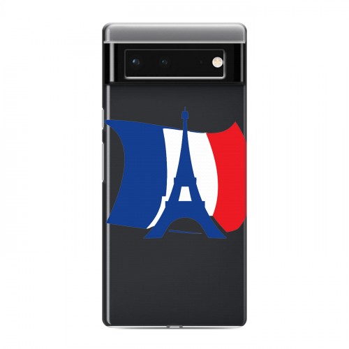 Полупрозрачный дизайнерский силиконовый с усиленными углами чехол для Google Pixel 6 Флаг Франции