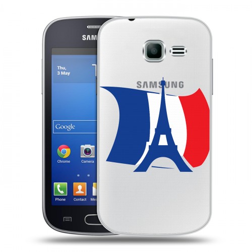 Полупрозрачный дизайнерский пластиковый чехол для Samsung Galaxy Trend Lite Флаг Франции