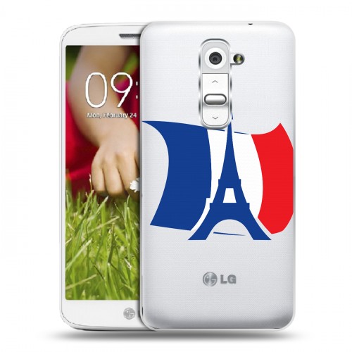 Полупрозрачный дизайнерский пластиковый чехол для LG Optimus G2 mini Флаг Франции