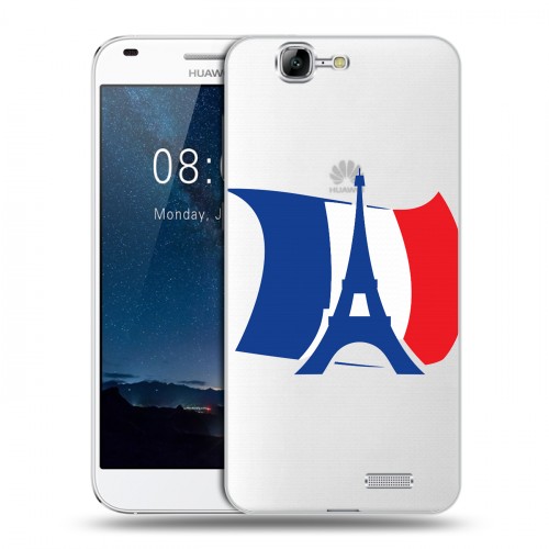 Полупрозрачный дизайнерский пластиковый чехол для Huawei Ascend G7 Флаг Франции