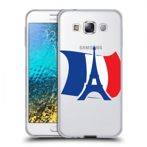 Полупрозрачный дизайнерский пластиковый чехол для Samsung Galaxy E5 Флаг Франции
