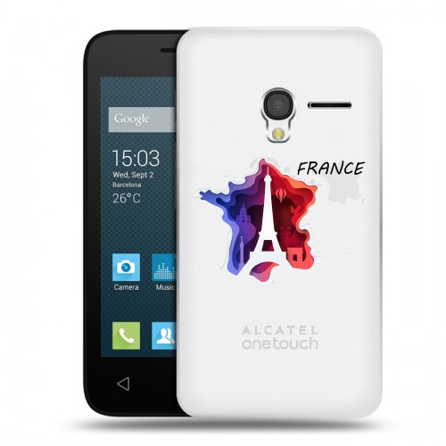 Полупрозрачный дизайнерский пластиковый чехол для Alcatel One Touch Pixi 3 (4.0) Флаг Франции