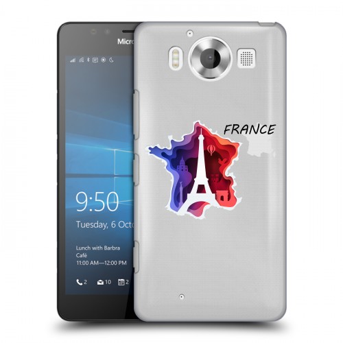 Полупрозрачный дизайнерский пластиковый чехол для Microsoft Lumia 950 Флаг Франции