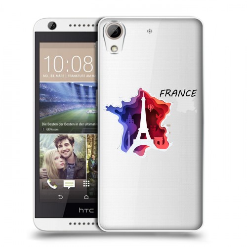 Полупрозрачный дизайнерский пластиковый чехол для HTC Desire 626 Флаг Франции