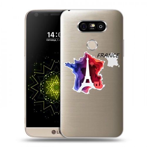 Полупрозрачный дизайнерский пластиковый чехол для LG G5 Флаг Франции