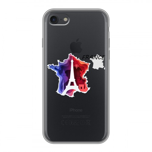 Полупрозрачный дизайнерский силиконовый чехол для Iphone 7 Флаг Франции