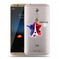 Полупрозрачный дизайнерский пластиковый чехол для ZTE Axon 7 Флаг Франции