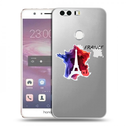 Полупрозрачный дизайнерский пластиковый чехол для Huawei Honor 8 Флаг Франции