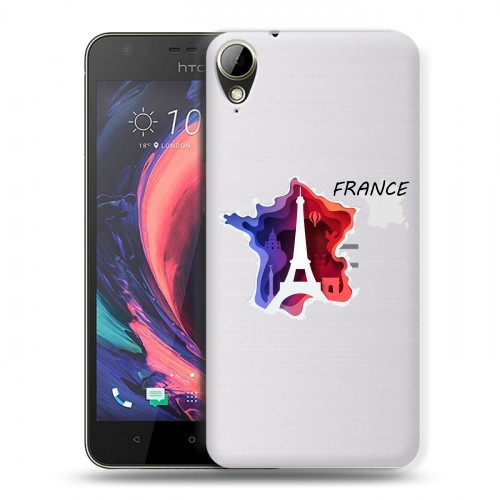 Полупрозрачный дизайнерский пластиковый чехол для HTC Desire 10 Lifestyle Флаг Франции