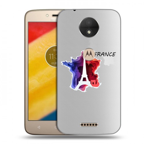 Полупрозрачный дизайнерский пластиковый чехол для Motorola Moto C Флаг Франции
