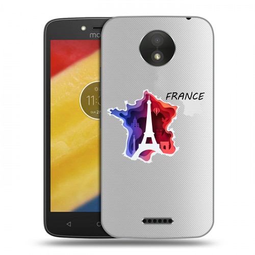 Полупрозрачный дизайнерский пластиковый чехол для Motorola Moto C Plus Флаг Франции