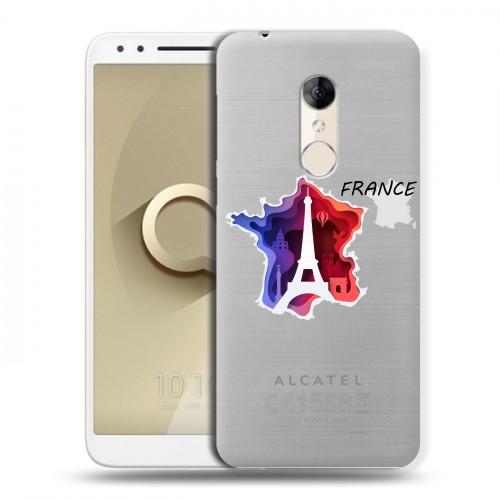 Полупрозрачный дизайнерский пластиковый чехол для Alcatel 3 Флаг Франции