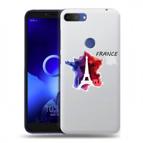 Полупрозрачный дизайнерский пластиковый чехол для Alcatel 1S (2019) Флаг Франции