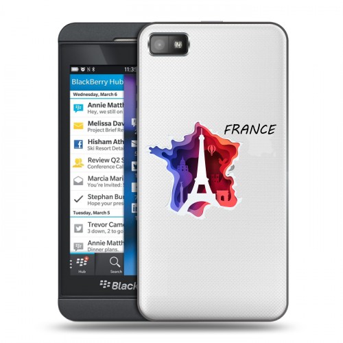 Полупрозрачный дизайнерский пластиковый чехол для BlackBerry Z10 Флаг Франции