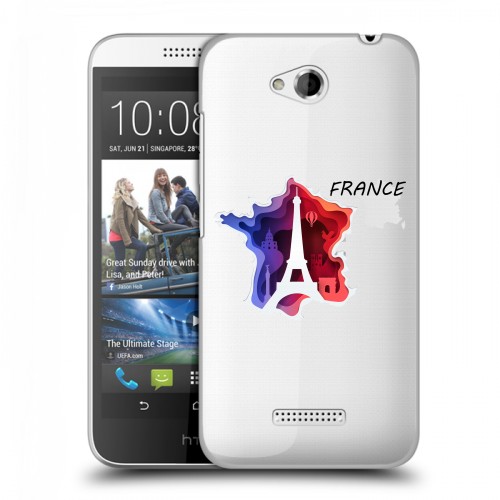 Полупрозрачный дизайнерский силиконовый чехол для HTC Desire 616 Флаг Франции