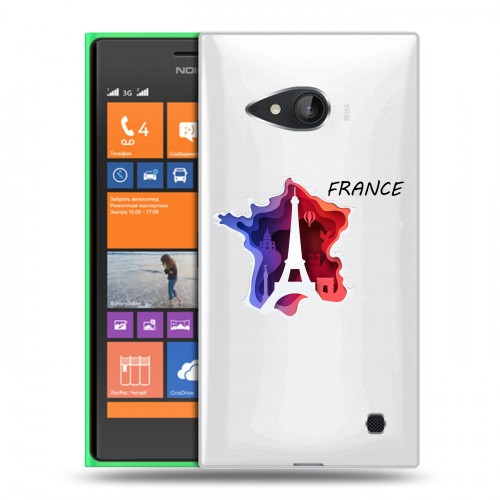 Полупрозрачный дизайнерский пластиковый чехол для Nokia Lumia 730/735 Флаг Франции