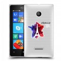 Полупрозрачный дизайнерский пластиковый чехол для Microsoft Lumia 435 Флаг Франции