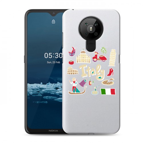 Полупрозрачный дизайнерский пластиковый чехол для Nokia 5.3 Флаг Италии