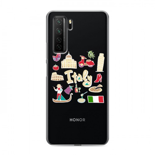 Полупрозрачный дизайнерский силиконовый с усиленными углами чехол для Huawei Honor 30S Флаг Италии