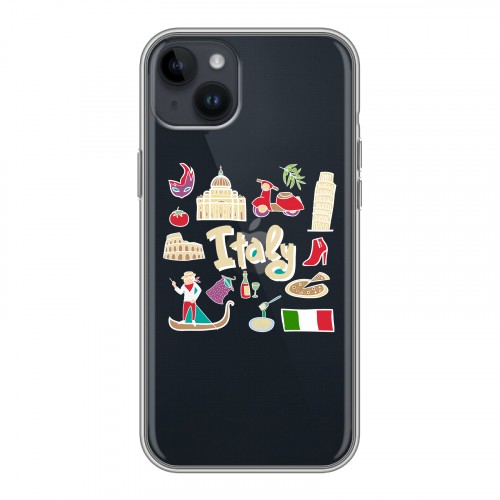 Полупрозрачный дизайнерский пластиковый чехол для Iphone 14 Plus Флаг Италии