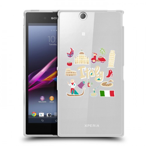 Полупрозрачный дизайнерский пластиковый чехол для Sony Xperia Z Ultra  Флаг Италии