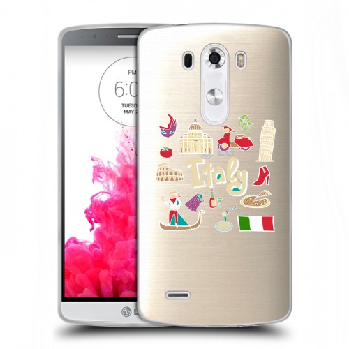 Полупрозрачный дизайнерский силиконовый чехол для LG G3 (Dual-LTE) Флаг Италии