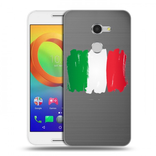 Полупрозрачный дизайнерский пластиковый чехол для Alcatel A3 Флаг Италии