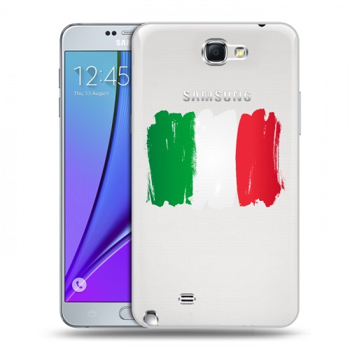 Полупрозрачный дизайнерский пластиковый чехол для Samsung Galaxy Note 2 Флаг Италии