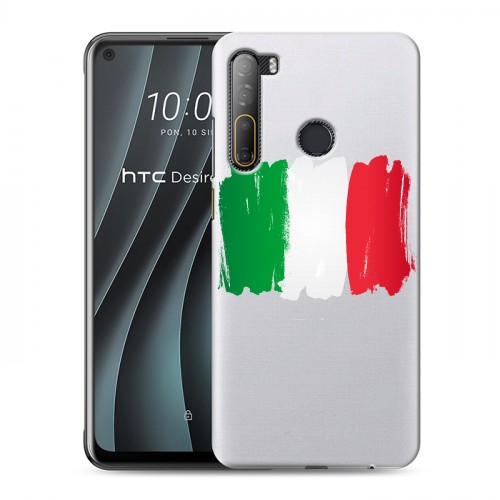 Полупрозрачный дизайнерский пластиковый чехол для HTC Desire 20 Pro Флаг Италии