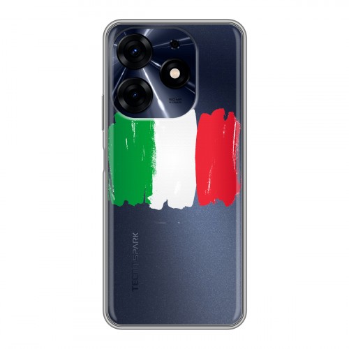 Полупрозрачный дизайнерский силиконовый чехол для Tecno Spark 10 Pro Флаг Италии