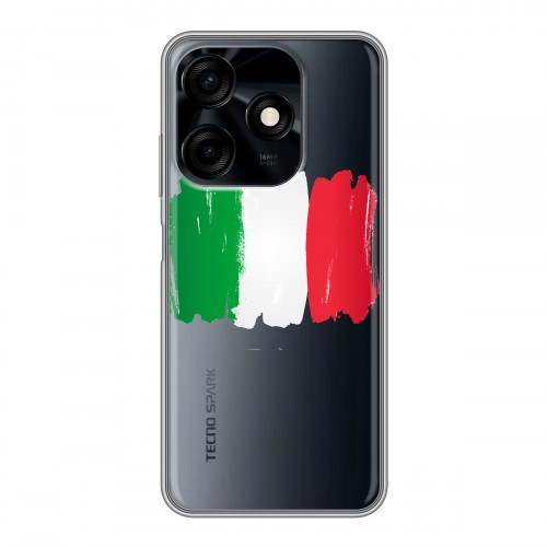 Полупрозрачный дизайнерский силиконовый чехол для Tecno Spark 10C Флаг Италии