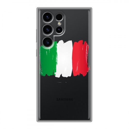 Полупрозрачный дизайнерский силиконовый чехол для Samsung Galaxy S24 Ultra Флаг Италии