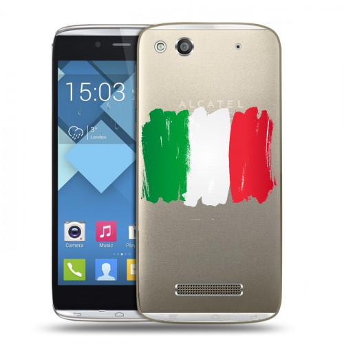 Полупрозрачный дизайнерский пластиковый чехол для Alcatel One Touch Idol Alpha Флаг Италии