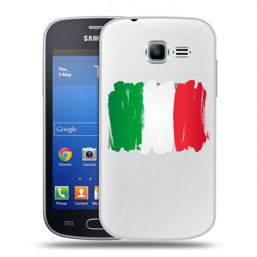 Полупрозрачный дизайнерский пластиковый чехол для Samsung Galaxy Trend Lite Флаг Италии