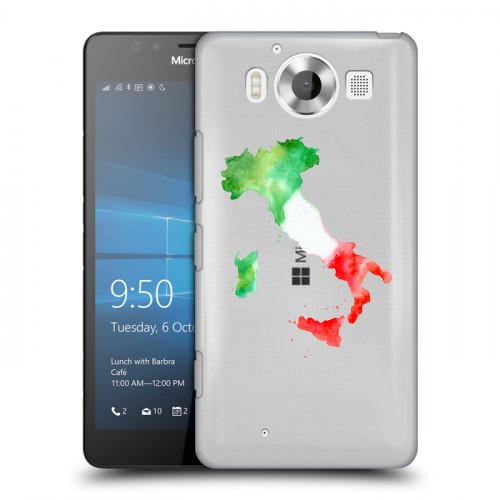 Полупрозрачный дизайнерский пластиковый чехол для Microsoft Lumia 950 Флаг Италии