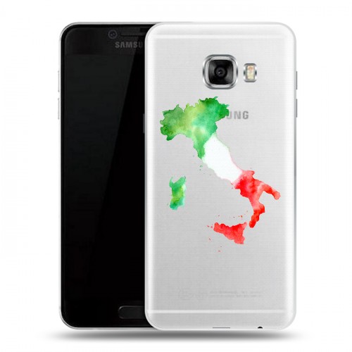 Полупрозрачный дизайнерский пластиковый чехол для Samsung Galaxy C5 Флаг Италии