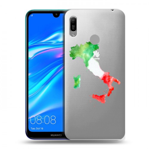 Полупрозрачный дизайнерский пластиковый чехол для Huawei Y6 (2019) Флаг Италии
