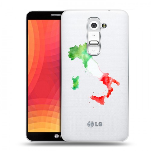 Полупрозрачный дизайнерский пластиковый чехол для LG Optimus G2 Флаг Италии