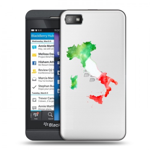 Полупрозрачный дизайнерский пластиковый чехол для BlackBerry Z10 Флаг Италии
