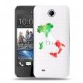 Полупрозрачный дизайнерский пластиковый чехол для HTC Desire 300 Флаг Италии