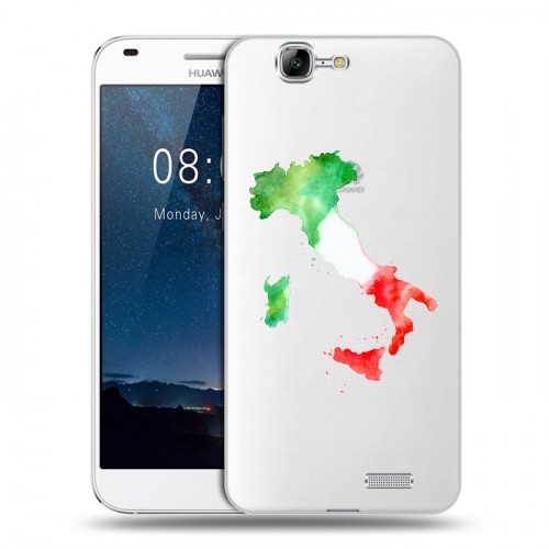 Полупрозрачный дизайнерский пластиковый чехол для Huawei Ascend G7 Флаг Италии