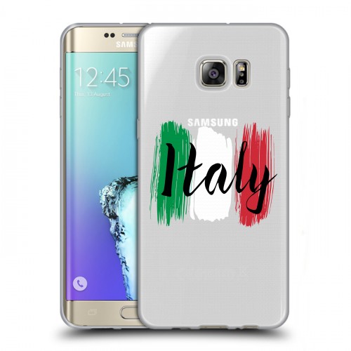 Полупрозрачный дизайнерский пластиковый чехол для Samsung Galaxy S6 Edge Plus Флаг Италии